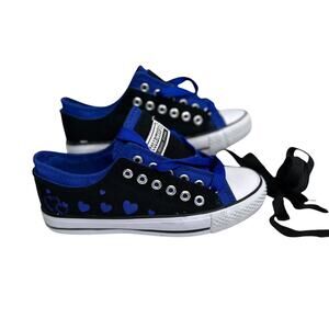 Collection'O Royal Blue Black Love Fashion Sneakers Double Layer Grommets